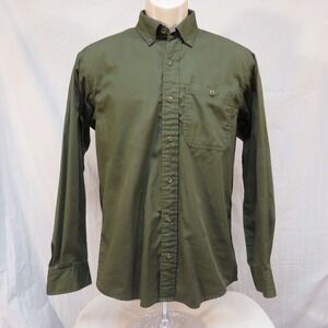 Red Head Shirt Cotton Long Sleeve Button Down Olive Green Casual Workwear Size S